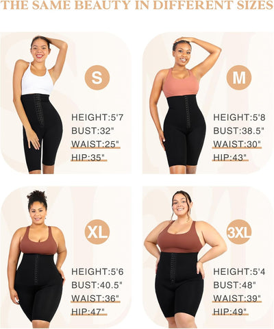 FeelinGirl Miederpants Bauchweg Shapewear-Shorts für Damen Knielänge Kolbenheber Hohe Taille Shaper-