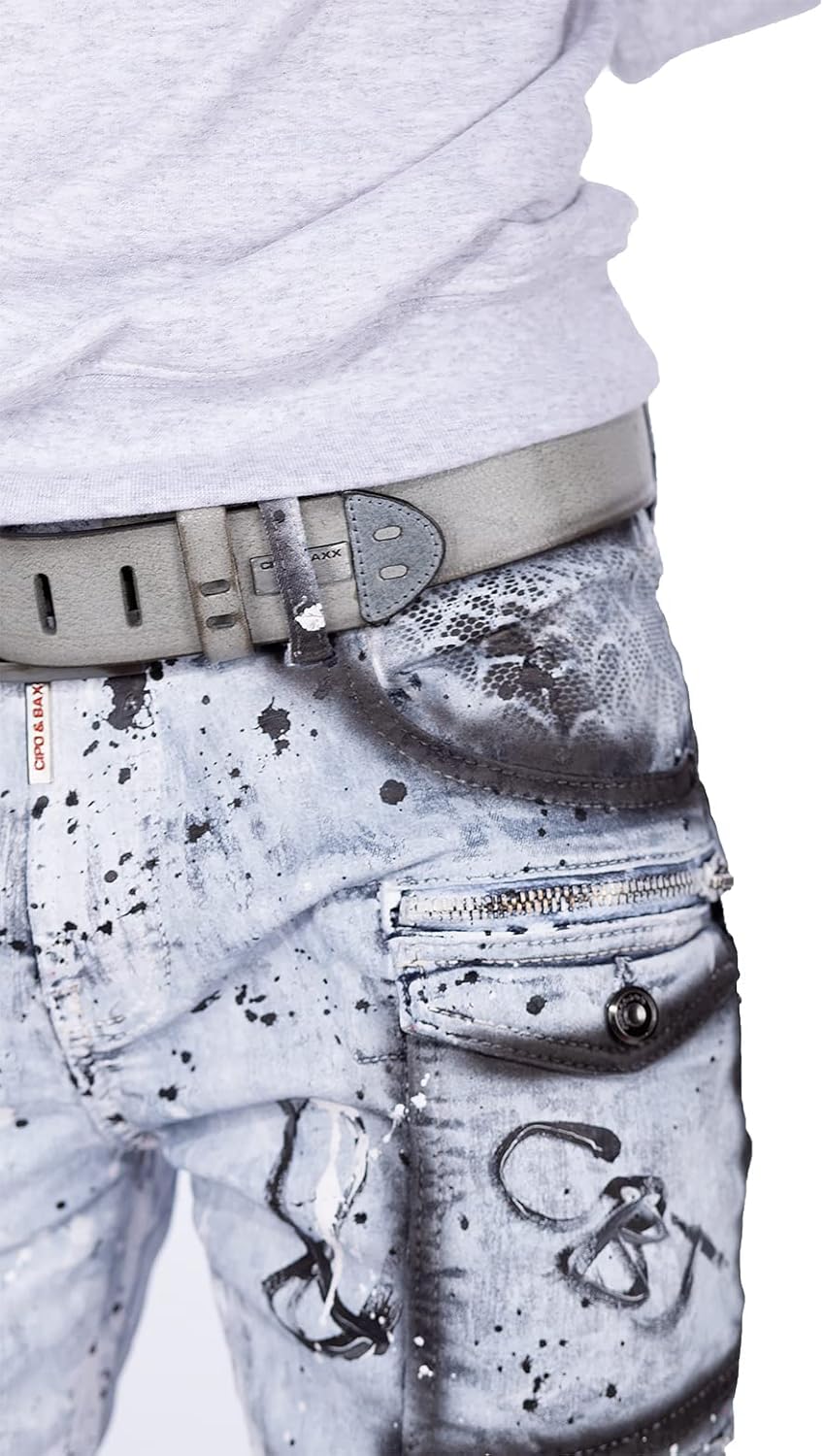 Cipo & Baxx Herren Jeans modernes extravagntes Design 38W / 34L Iceblue - 89, 38W / 34L Iceblue - 89