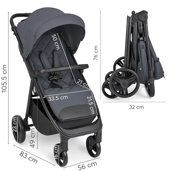 KikkaBoo Reisebuggy Kinderwagen URBAN, Buggy mit Liegefunktion ab Geburt bis 22 kg, Klein Zusammenkl