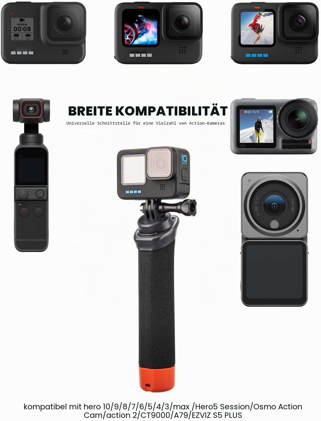 Lammcou Schwimmender Griff, Go Pro Schwimmfähiger Handgriff Wasserdichter Handler Tauchen Einbeinsta