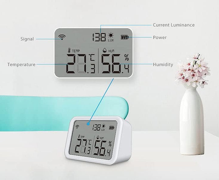 Luminea Home Control Helligkeitssensor: 3in1-WLAN-Sensor für Temperatur, Luftfeuchtigkeit und Hellig
