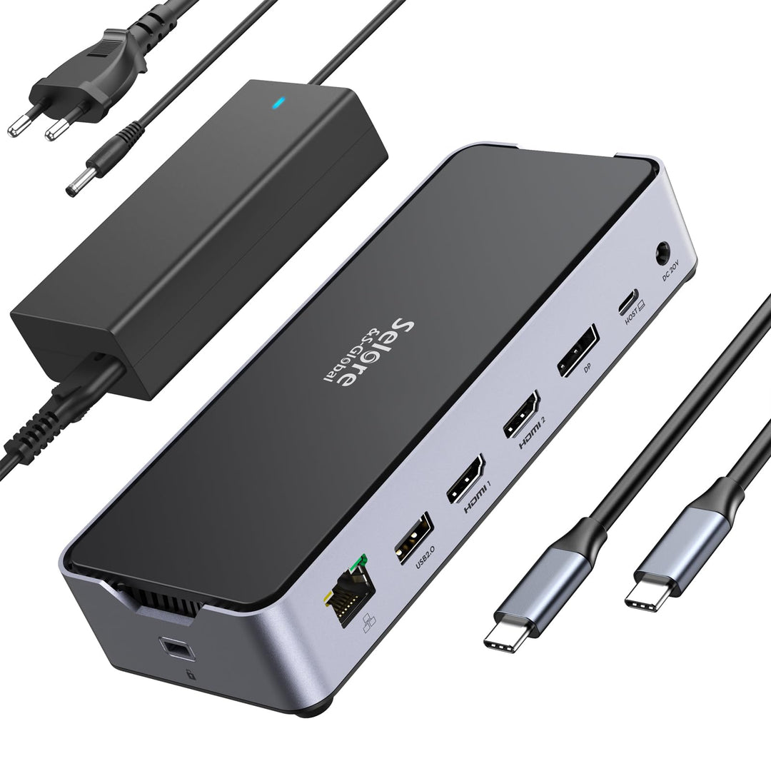 USB C DockingStation 3 Monitors, Laptop Docking Station Dual Monitor with 2 HDMI DisplayPort 4K144Hz