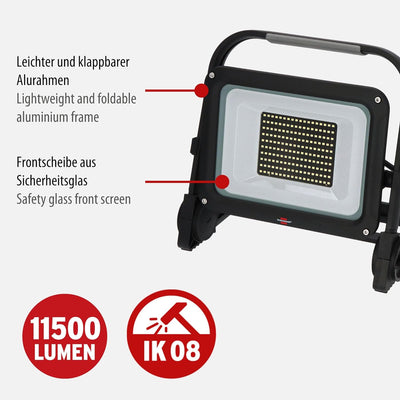 Brennenstuhl LED Baustrahler JARO 14060 M (100W, 11500lm, 6500K, IP65, 5m Kabel, dimmbar, LED Arbeit