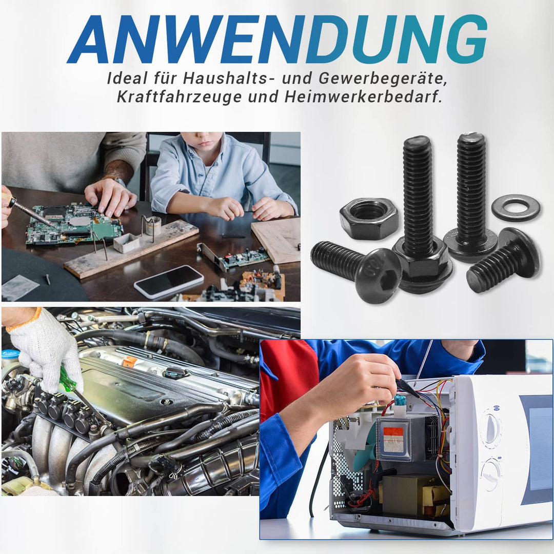 Schrauben Set NINDEJIN 1060PCS Kohlenstoffstahl Schrauben Muttern und Unterlegscheiben Sortiment Kit