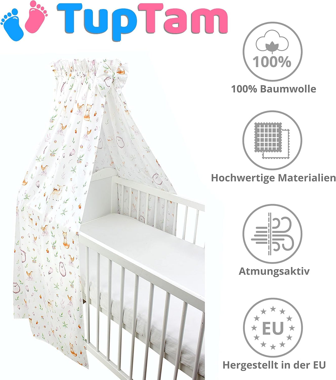 TupTam Babybett Himmel mit Schleifchen, Farbe: Lichtung/Rehe, Grösse: ca. 160x240 cm ca. 160x240 cm