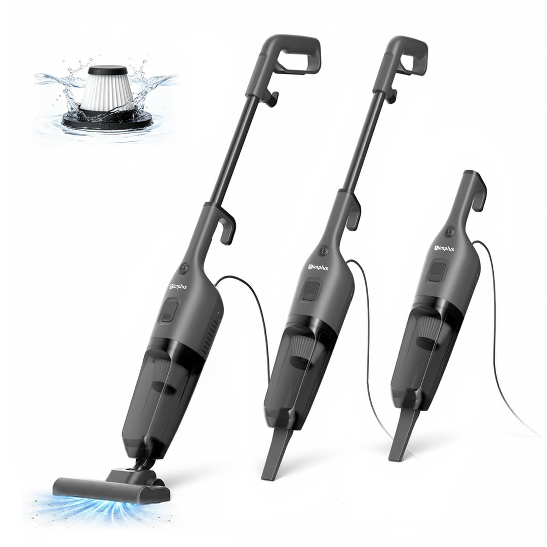 SIMPLUS 2-in-1 Stielstaubsauger mit Kabel, 600 W, 19 kPa Starke Saugleistung, 1,4 kg leicht, 1 l Sta