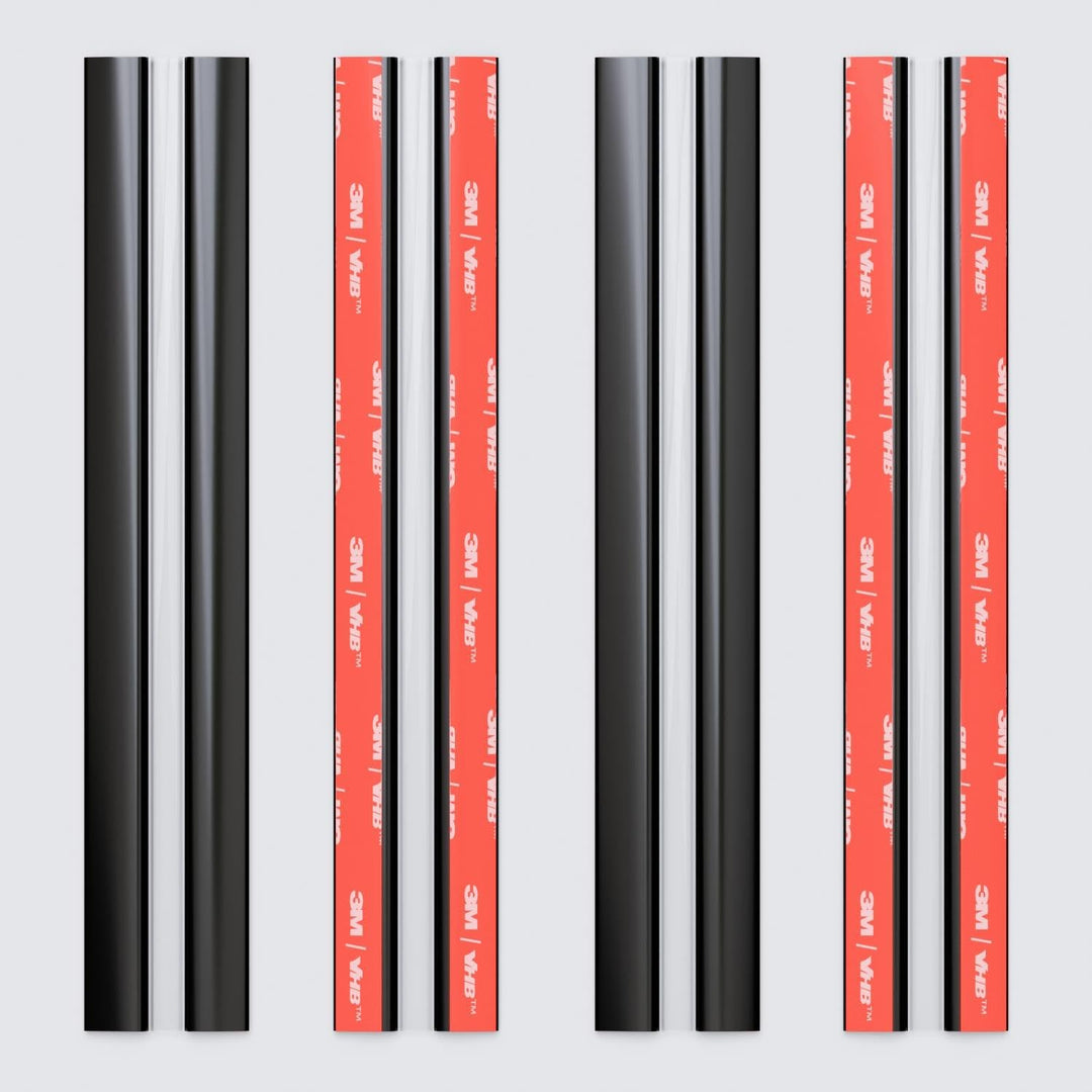 4x 200mm Schwarz Flex-Scharniere mit niedrigem Profil - Kein Klebstoff erforderlich. Selbstklebendes