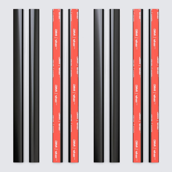 4x 200mm Schwarz Flex-Scharniere mit niedrigem Profil - Kein Klebstoff erforderlich. Selbstklebendes
