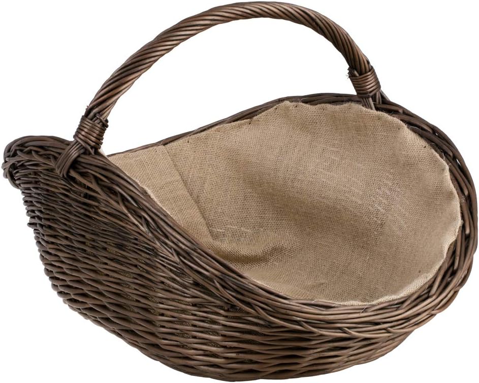 Vollweidener Kaminkorb, dunkelbrauner Kaminkorb aus Weide, Weidenkorb für Kaminholz