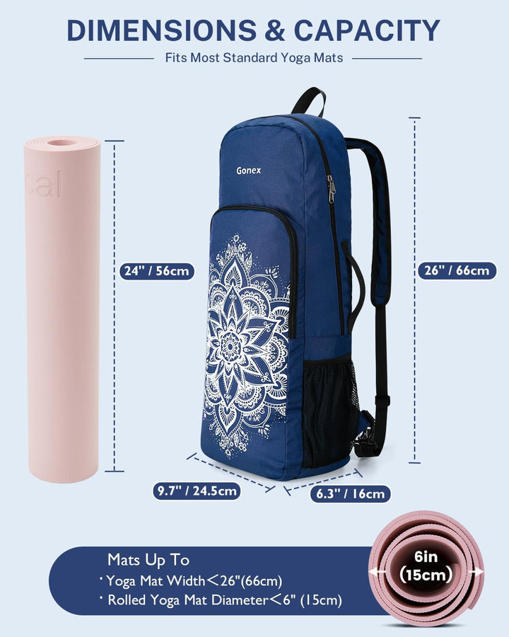 Gonex Yogatasche, Yoga-Rucksack mit Wasserdichter Tasche und Metallreissverschluss, Passend für Matt