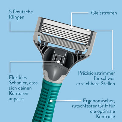 Harry’s Nassrasierer für Männer – Rasier-Set mit Grün Griff, 4 Ersatz-Rasierklingen, Reise-Klingen-C