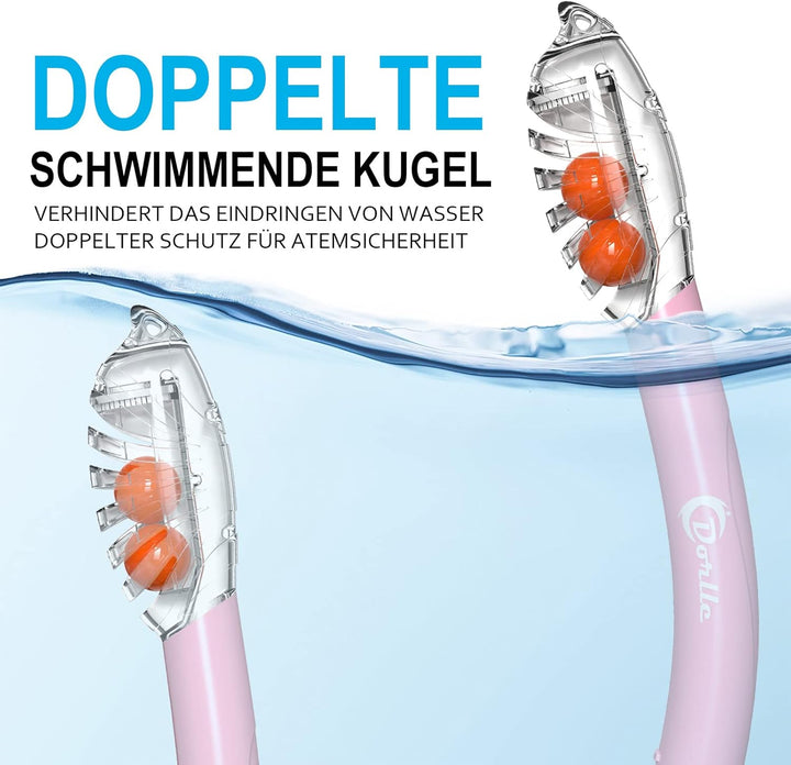 Dorlle Schnorchelset, Neu Verbesserte Panorama Schnorchelmaske, wasserdichte Tauchmaske Anti-Fog Ant