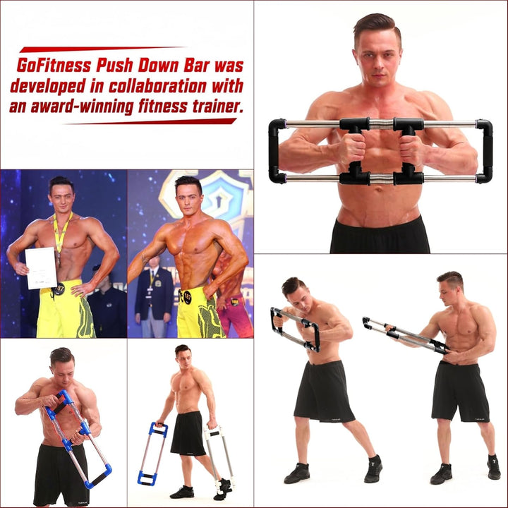 GOFITNESS Push Down Bar Brusttrainer Fitnessgerät für Zuhause - Krafttraining Sportgerät für Brustmu