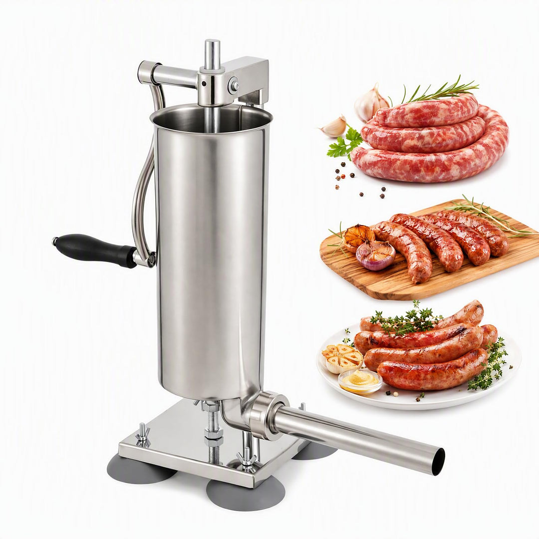 3L Wurstfüller Manuelle Wurstmaschine, Edelstahl Vertikal Handkurbel Wurstmaschine Wurstpresse Sausa