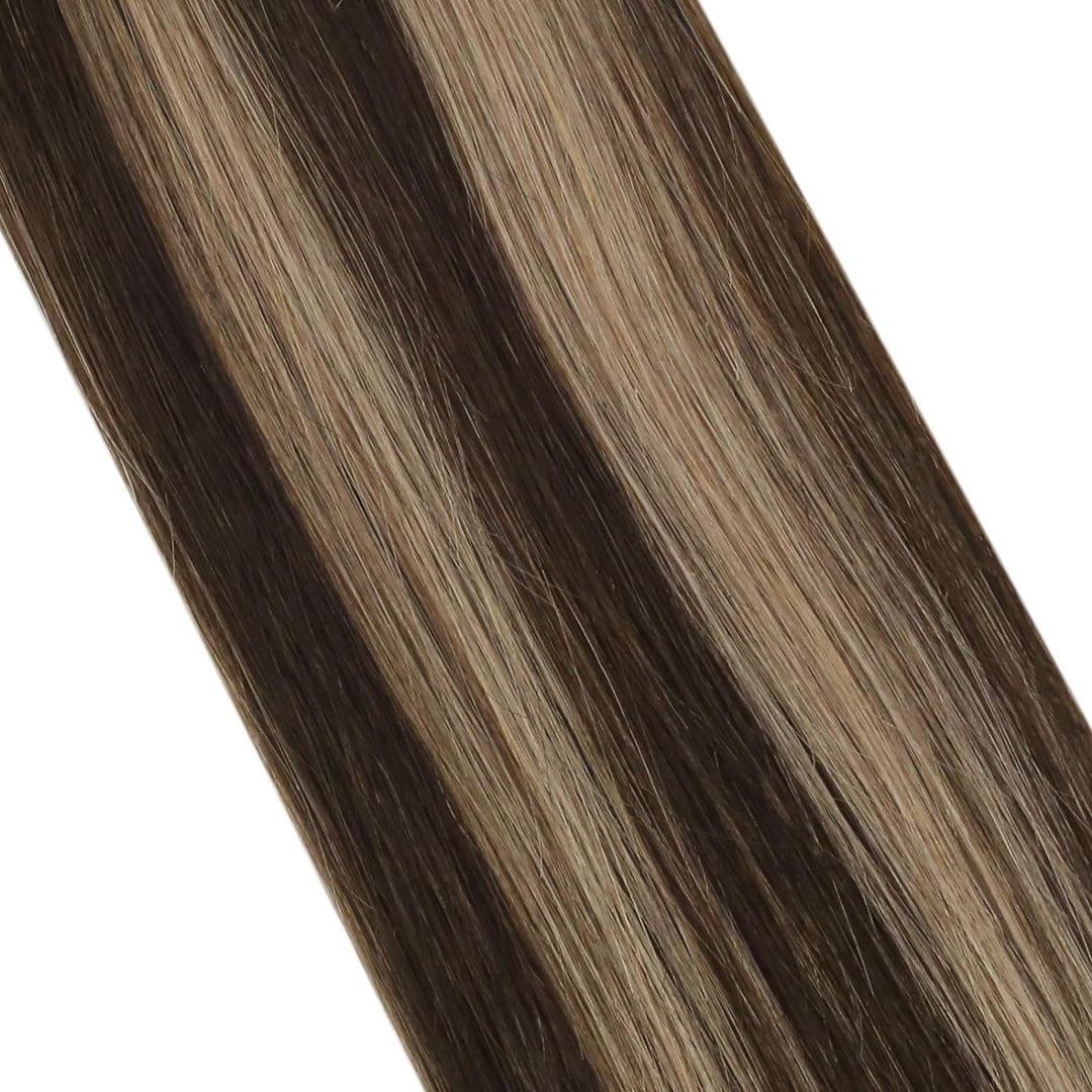 Moresoo Unsichtbare Tape Extensions Echthaar Dunkelbraune Hair Extensions Tape in 45 cm Schwarz bis