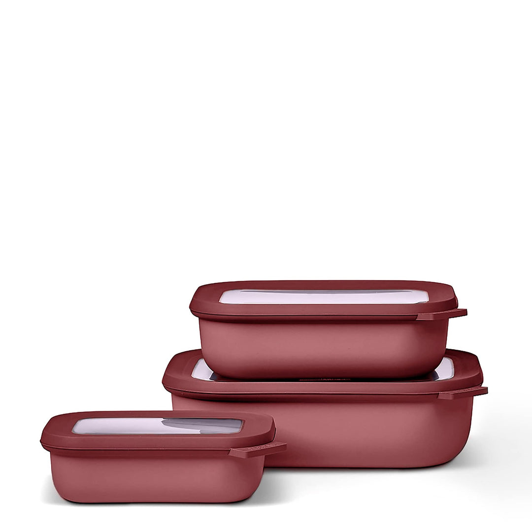 Mepal - Multischale Cirqula Rectangular Set 3-teilig - Vorratsdosen mit Deckel - Geignet als Aufbewa