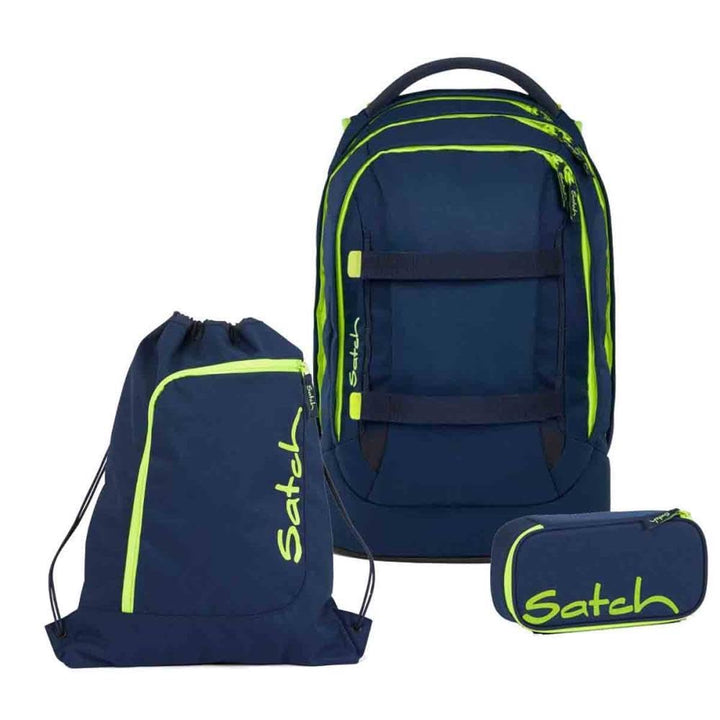 Satch Pack Schulrucksack Set 3tlg. inkl. Schlamperbox und Sportbeutel (Toxic Yellow), Toxic Yellow