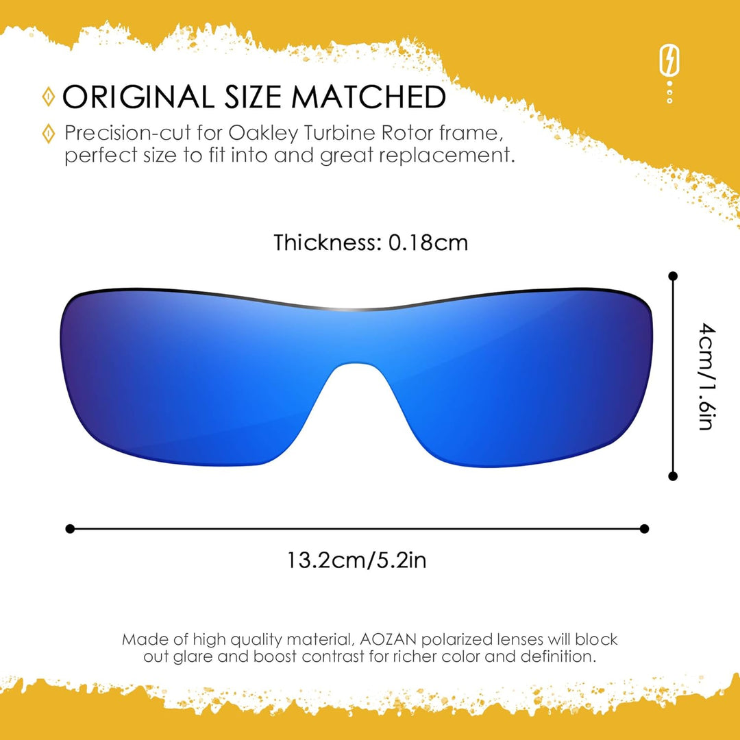 AOZAN ANSI Z87.1 Ersatzgläser kompatibel mit Oakley Turbine Rotor OO9307 Sonnenbrille, A027EU-CBLUE,