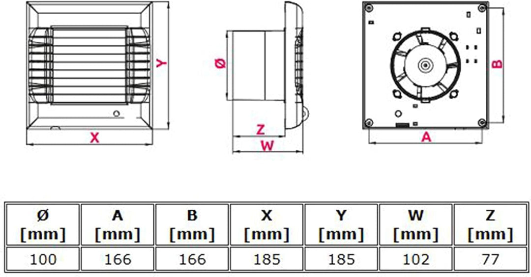VONLIS Badlüfter Wohnraumlüfter Ventilator Be- Entlüftung automatische Lamellenöffnung Standard