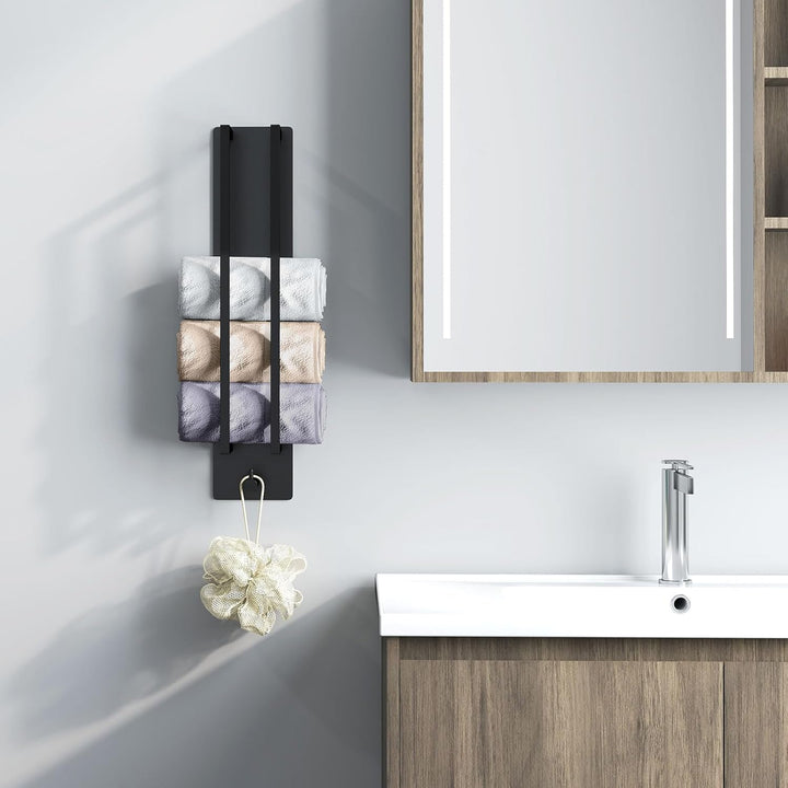 Handtuchhalter Schwarz Ohne Bohren,Gästehandtuchhalter Selbstklebend Handtuchstange Edelstahl Badetu