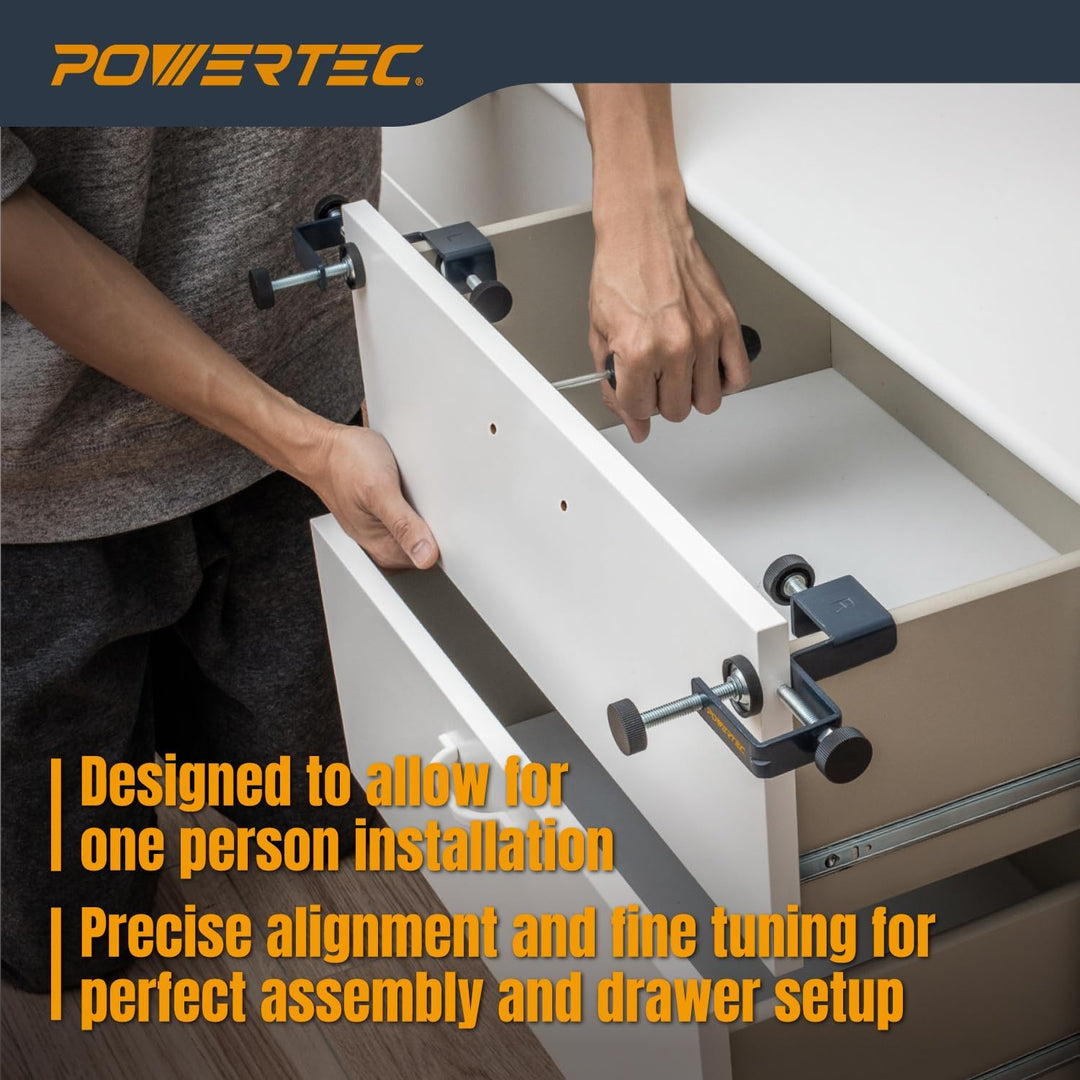 POWERTEC 71181 Schubladen-Front-Installationsklemmen | Schrank-Hardware-Vorrichtung | Schubladen-Vor