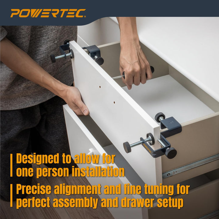 POWERTEC 71181 Schubladen-Front-Installationsklemmen | Schrank-Hardware-Vorrichtung | Schubladen-Vor