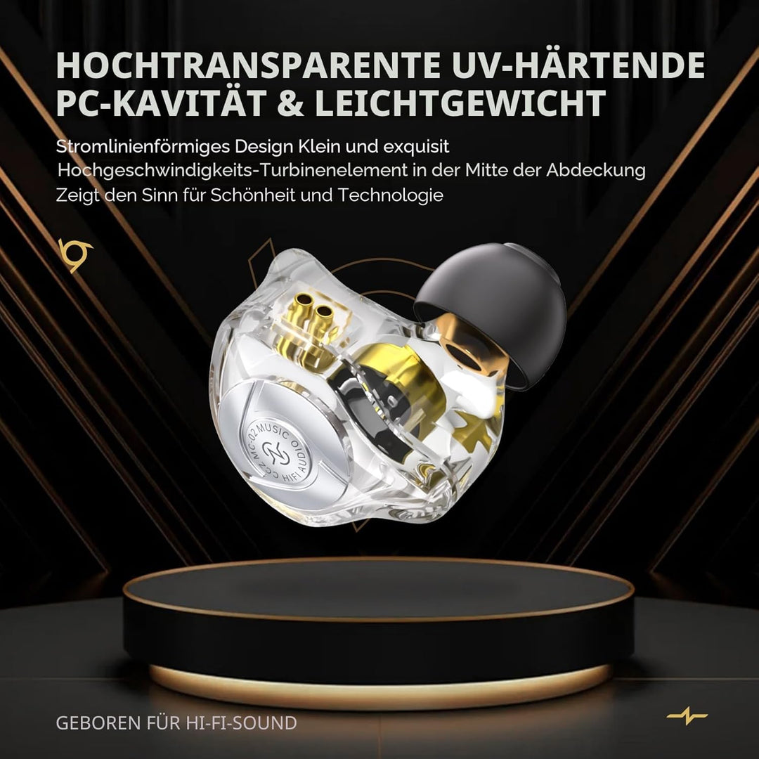 CCZ MC02 In Ear Monitor, In Ear Gaming Kopfhörer 10-mm-Dual-Magnet DD PET-Membran, IEM Kraftvoller B