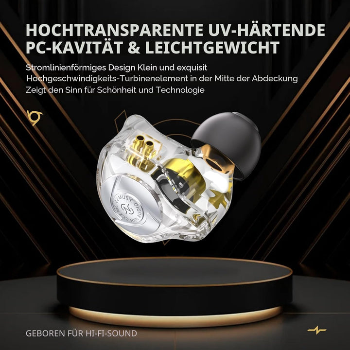 CCZ MC02 In Ear Monitor, In Ear Gaming Kopfhörer 10-mm-Dual-Magnet DD PET-Membran, IEM Kraftvoller B