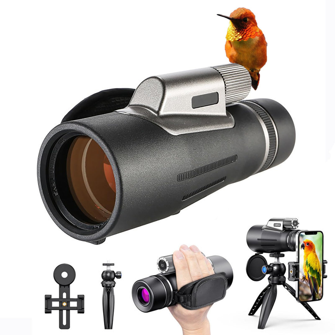 Professionelles 12x56 Monokular für Nachtsicht & Smartphone-Fotografie: Mit HD, BAK4 Prisma & FMC-Li
