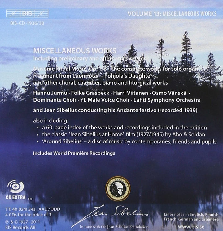 Sibelius-Edition Vol.13: Verschiedene Werke, Audio-CD