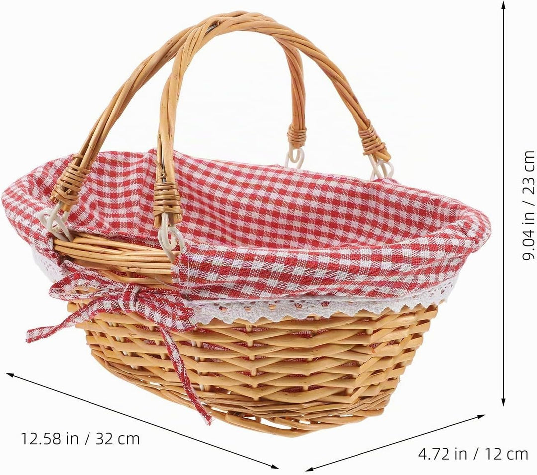 Picknickkörbe aus Weide mit Doppelten Klappgriffen, Leere Weidenkörbe Zur Aufbewahrung von Ostereier