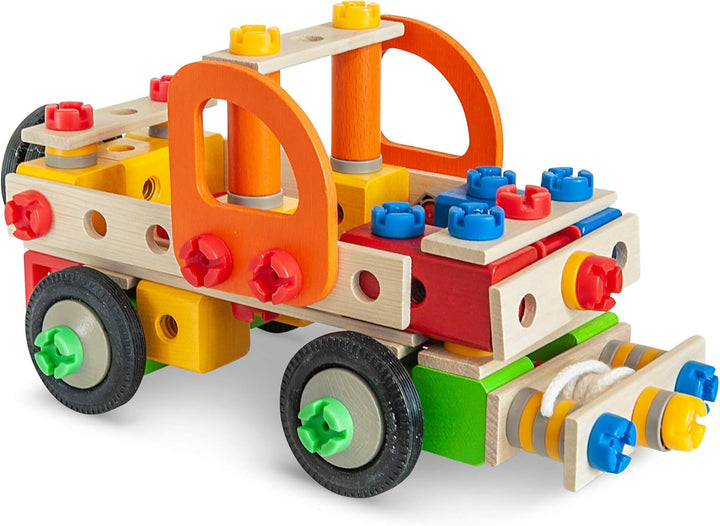 Eichhorn 100039094 Constructor Kranwagen vielseitiges Holzspielzeug, 170 Bauteile, 4 Verschiedene Ko