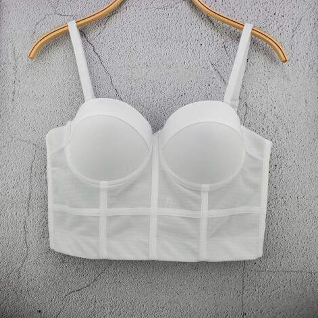 Damen Korsett Bustier BH Dessous Tank Top Trägertop Crop Top Corsage Schlanke Weste Weiss XL, Weiss