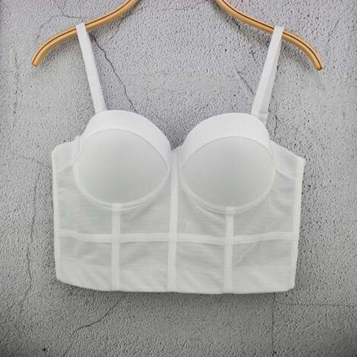 Damen Korsett Bustier BH Dessous Tank Top Trägertop Crop Top Corsage Schlanke Weste Weiss L, Weiss L