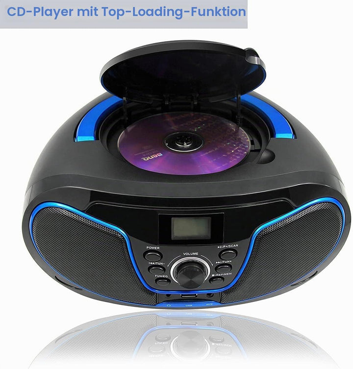 Tragbares CD-Radio - Kinder CD-Player Boombox mit USB-Eingang | AUX-Eingang | Kopfhöreranschluss | U
