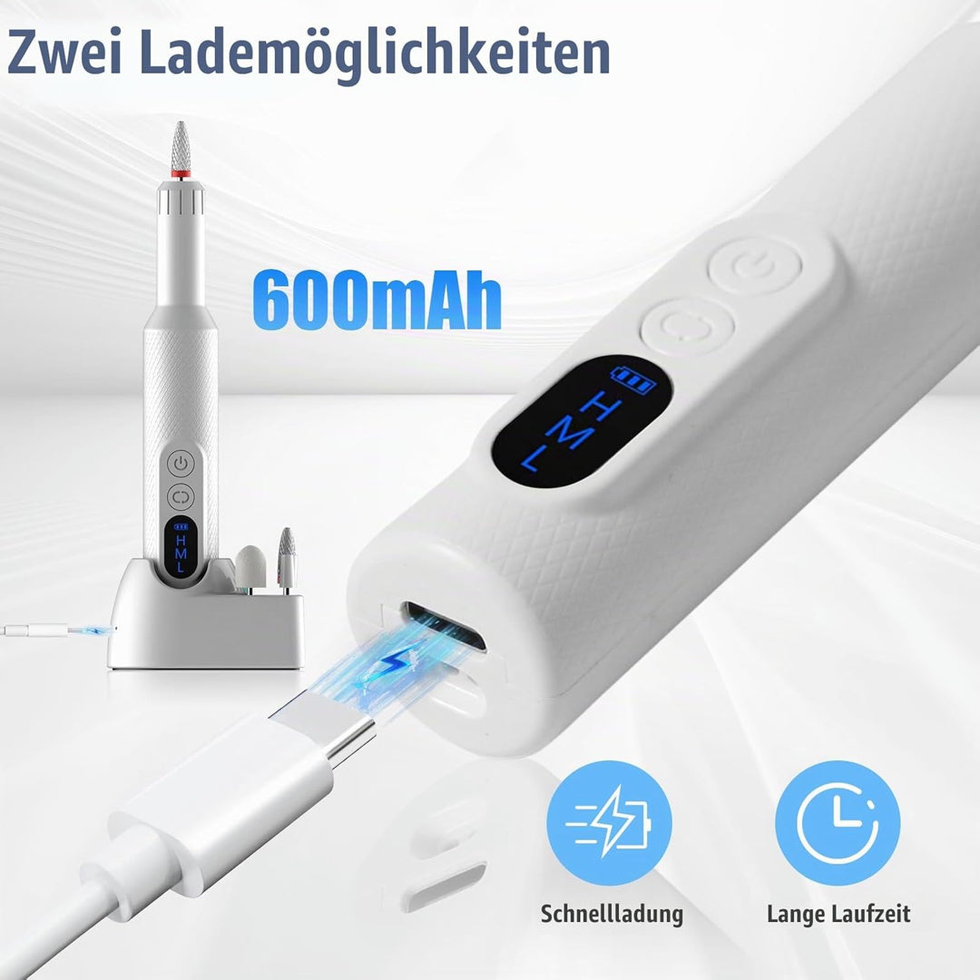 Nagelfräser Kabellos, 12 in 1 Fräser für Gelnägel, Elektrische Nagelfeile Professionell Nail Drill,