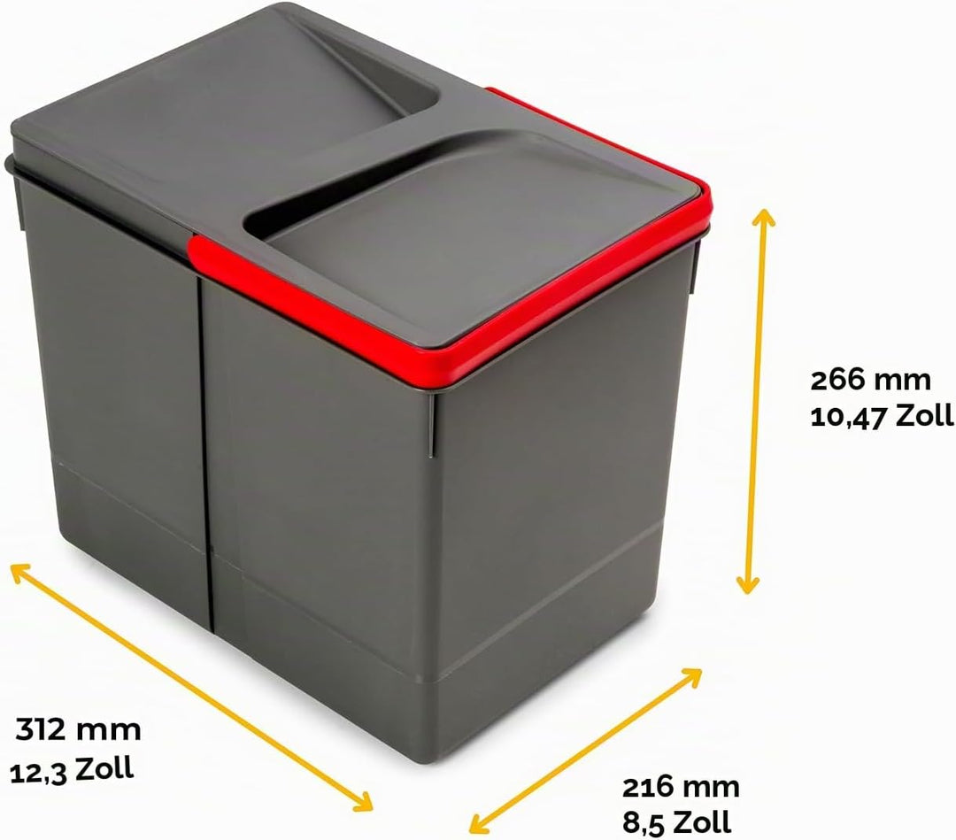 EMUCA 8937223 Abfallsammler, Müllbehälter für zuschneidbaren Basis, Eimer mit höhe 266mm und Fassung