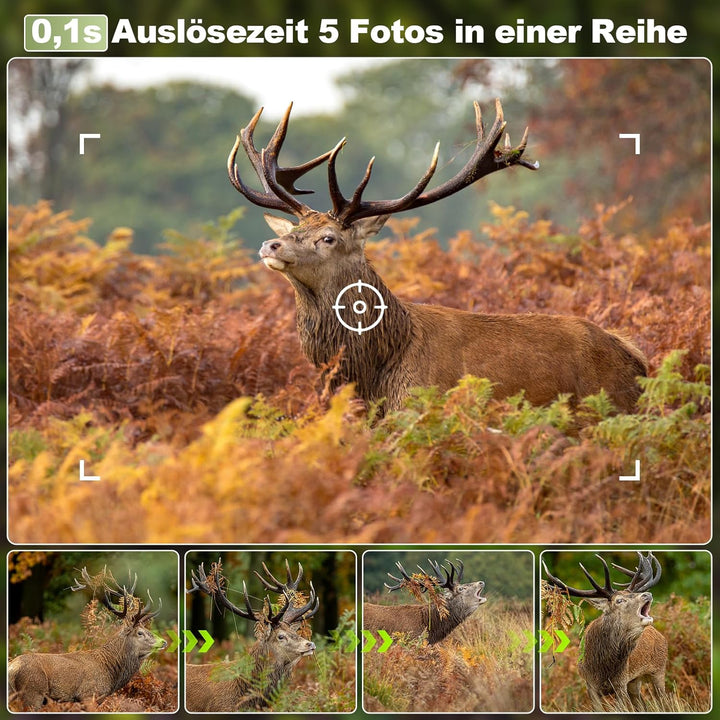 3 Wildkamera Solar, 4K/64MP Wildkamera WLAN mit Handyübertragung APP, Bewegungssensor, Nachtsicht, 0