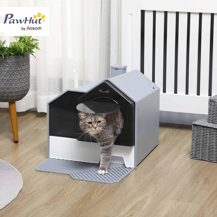 PawHut Katzentoilette Katzenklo mit Bodenwanne, Schaufel, Filter, Toilette mit Haube für Katzen bis