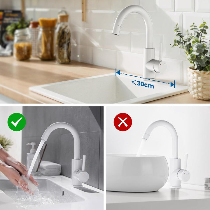 Auralum Wasserhahn Bad mit 60CM Schlauchs, 360° Drehbar Waschtischarmatur, Mischbatterie Einhebelmis