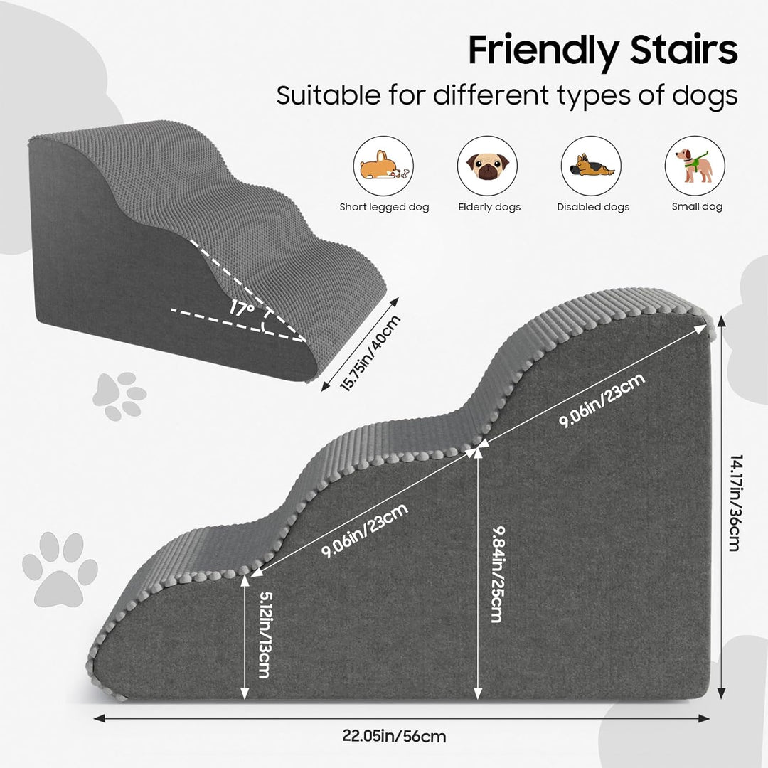 Haustiertreppe für kleine Hunde und Katzen, komfortables geschwungenes Design mit wasserdichter Abde