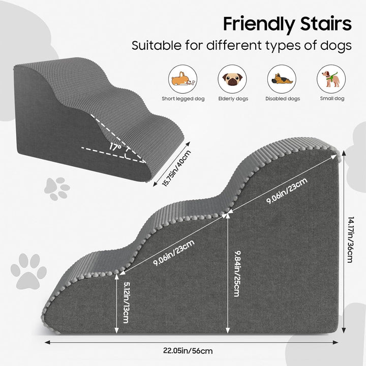 Haustiertreppe für kleine Hunde und Katzen, komfortables geschwungenes Design mit wasserdichter Abde