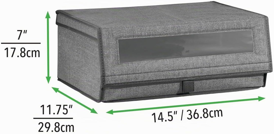 mDesign 4er-Set Schuhaufbewahrung aus Stoff – stapelbare Schuhbox mit Sichtfenster, Klettverschluss