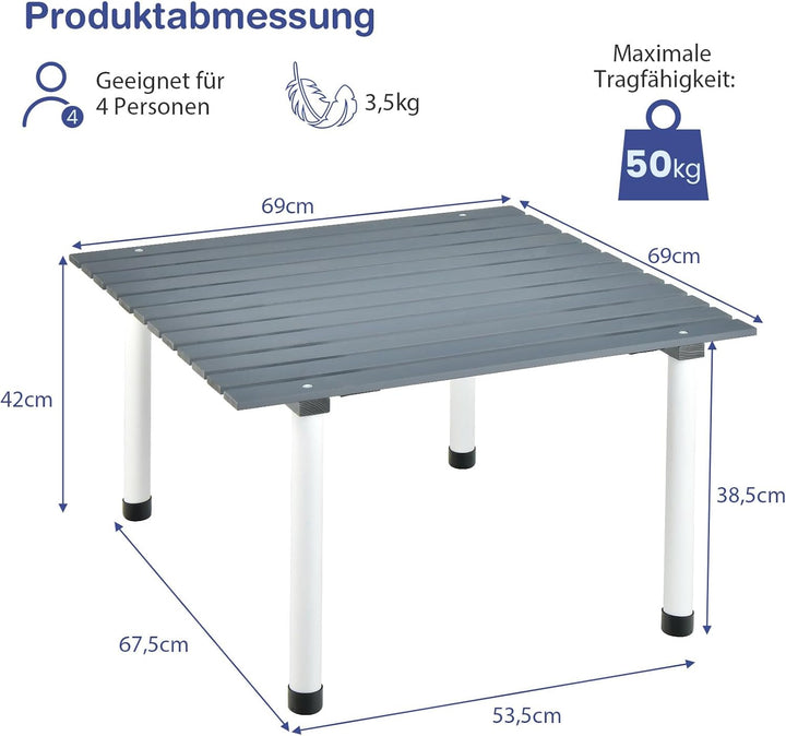 GOPLUS Campingtisch, Picknicktisch aufrollbar aus Tannenholz bis 50kg belastbar, Balkontisch Gartent