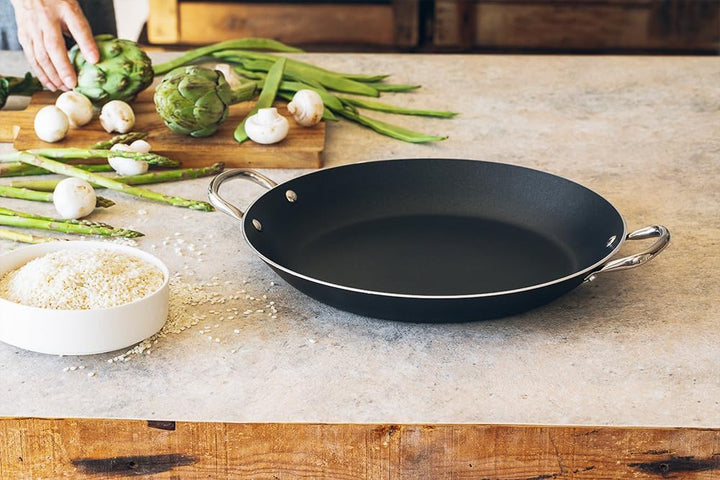 Monix Resistent Plus - Paella-Pfanne aus Aluminium mit Antihaftbeschichtung, 34 cm, geeignet für all