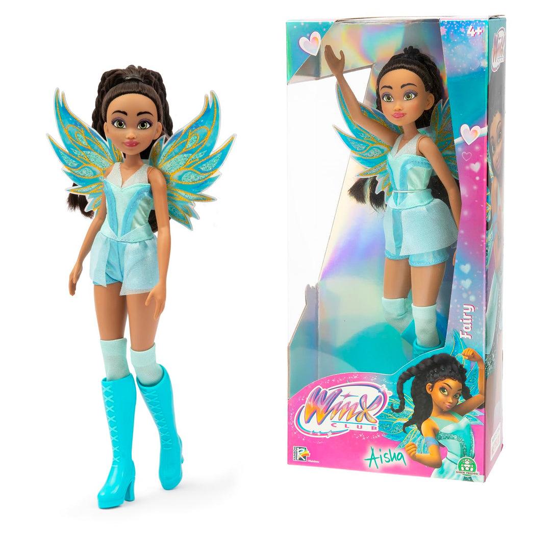 Winx Club Fairy Doll – Aisha with Glitter Wings & Poseable Joints – Transformation Outfit – Removabl