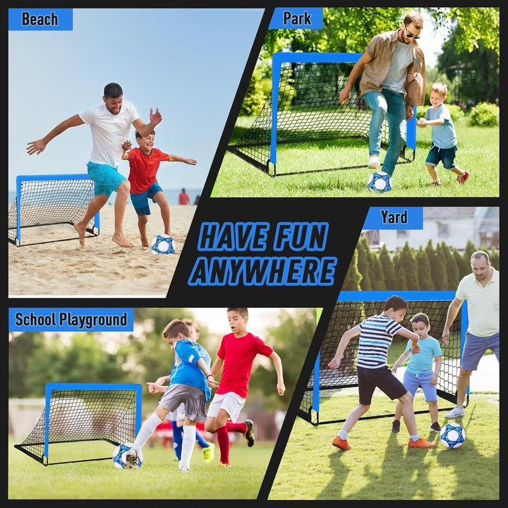 1 oder 2 Fussballtor Kinder mit Tragetasche 10 Fussballkegel, 1.2 x 0.9 m 1PCS Blau, 1PCS Blau