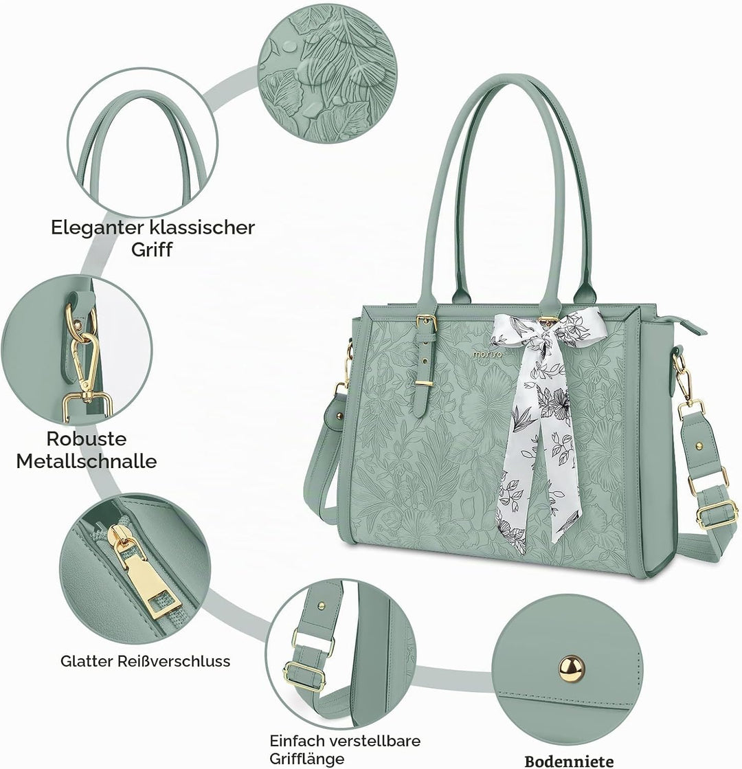 MOSISO Laptop Tasche für Frauen,15,6-16 Zoll PU Leder Tote Bag Kompatibel mit MacBook,HP,Dell,Asus N