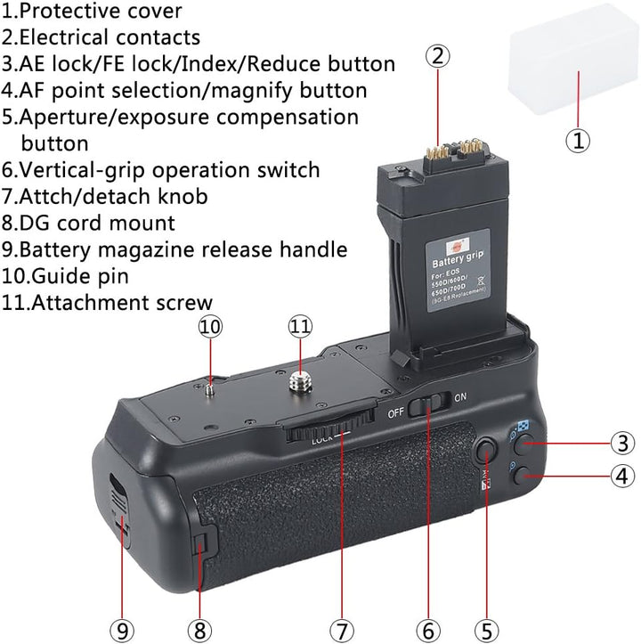 DSTE® Batterie Griff für Canon EOS 550D 600D SLR Digital Kamera als BG-E8 mit (2 packung) LP-E8
