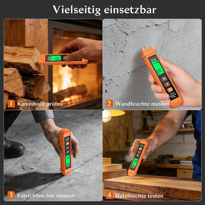 Feuchtigkeitsmessgerät, Feuchtigkeitsmesser für Holz Baustoffe Wand, Tragbares Pins-Holzfeuchtemessg